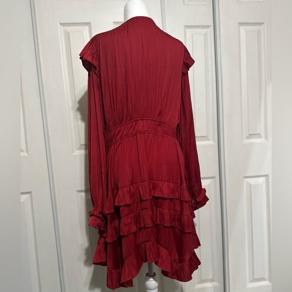 By Anthropologie Tiered Ruffled Red Mini Dress - Picture 4 of 5
